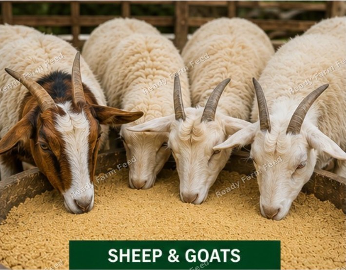 Healthy sheep and goats raised on Ready Farm Feed small ruminant feed